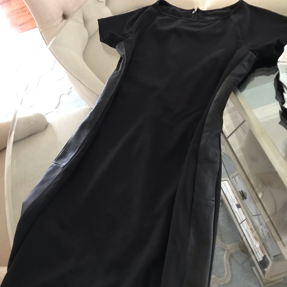 Theory Brand Black Dress w Lambskin Details Size 4